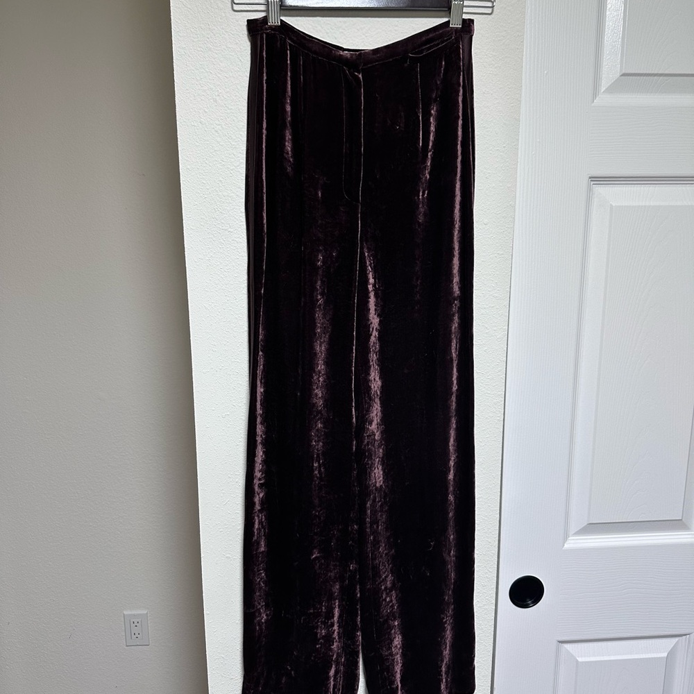 Emporio Armani Velvet Trousers Brown with Silk Tuxedo Detail